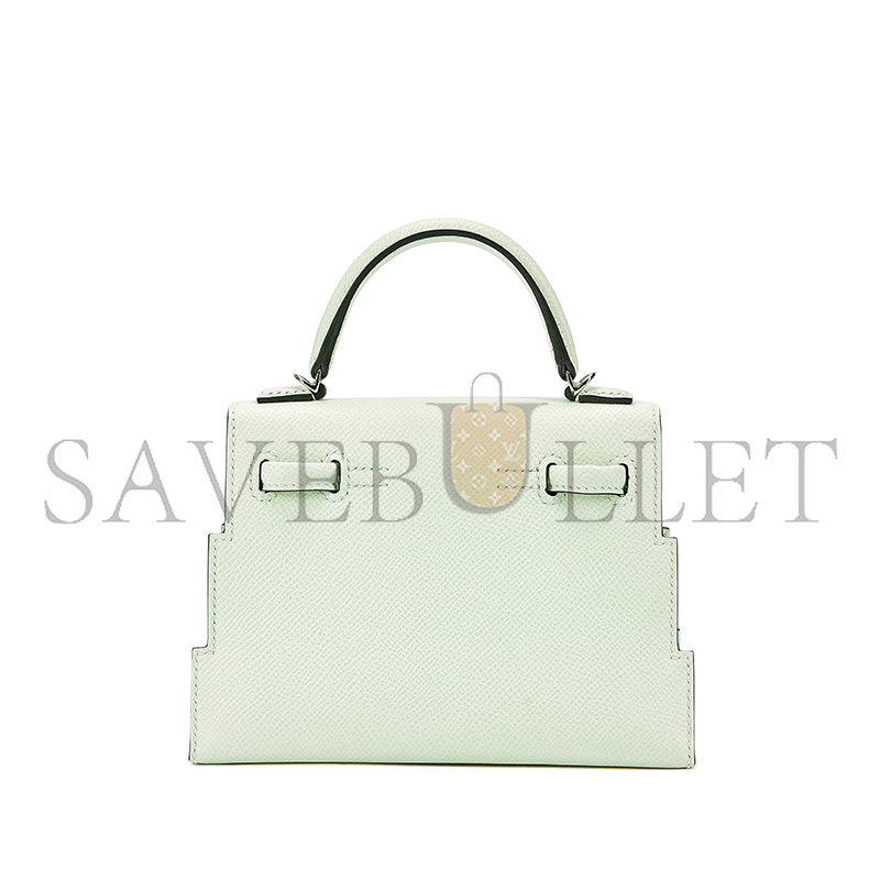 HERMÈS MASTER VERT FIZZ, NATA, ROSE TEXAS AND VERT JADE INDIGO EPSOM QUELLE IDOLE KELLY DOLL PICTO PALLADIUM HARDWARE (18*15*6cm)